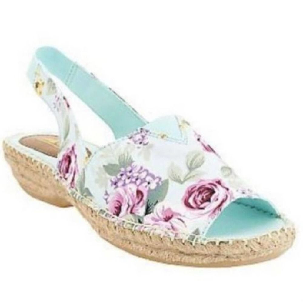 Cliffs By White Mountain Chyme Floral Sling Back Espadrilles Wedge Sandals 9